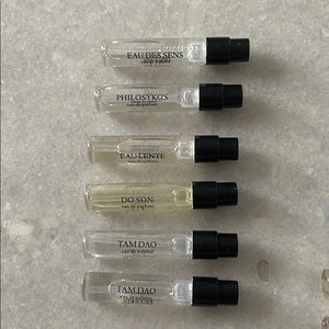 Six Diptyque fragrance samples